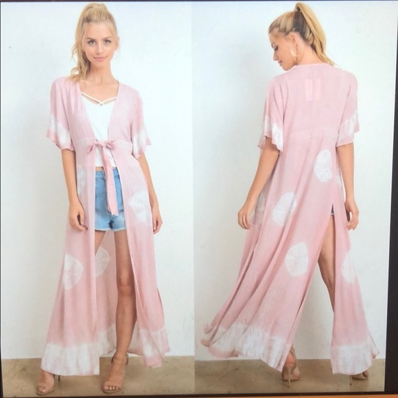 Sweaters - Dusty rose and white duster